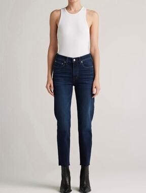 NWT Edwin Bree Mid-Rise Straight Leg Crop Stretch Denim In Night Sky Size 34